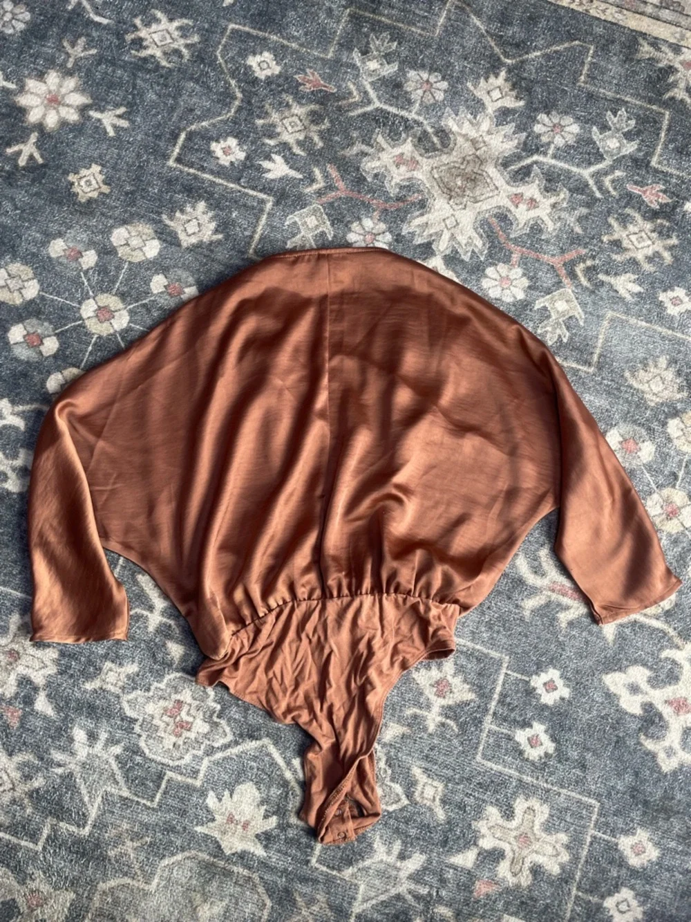 Forever 21 Copper Satin Wrap-Front Bodysuit - Picture 3 of 3